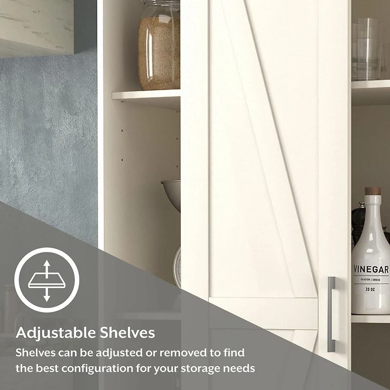 Garde-manger en bois Hillsdale Shelton avec 1 porte de grange coulissante