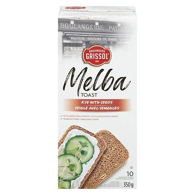 Boulangerie Grissol Melba Toast Rye with Seeds, Dare, Pack of 10, 350 g