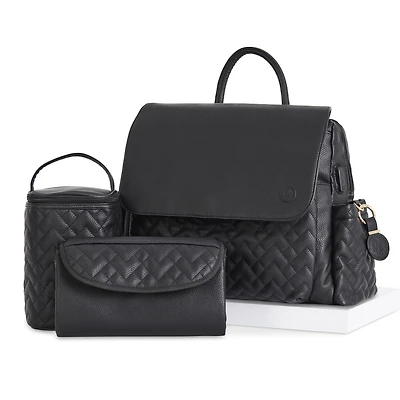 Hannah & Sophia Traveler 4pc Diaper Bag Set, Midnight Black