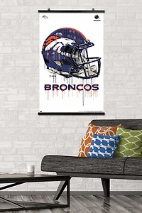 NFL Denver Broncos - Drip Helmet 20 Wall Poster, 14.725" x 22.375" Framed