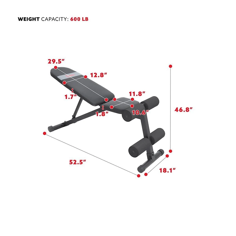 Sunny Health & Fitness Banc de Musculation Incliné / Décliné Réglable - SF-BH620038