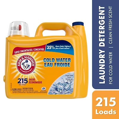 Arm & Hammer Cold Water Clean Fresh Scent Liquid Laundry Detergent, 215 Loads, 6.36 L