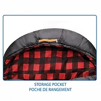Sac de couchage à capuche Ozark Trail -10C, 216cm(L) x88.9cm(W), note température +14℉/-10℃, extérieur en polyester, Noir 216cm(L) x88.9cm(W)
