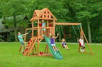 Mountain View Lodge Wooden Playset with Wood Roof - Multi