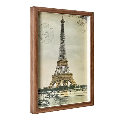 Crystal Art Gallery CA Paris Eiffel Tower Vintage Picture Frame, 12" x 16", Rustic Wood Frame Wall Decor, Antique Travel Photography Frame for Living Room, Bedroom, Office Wall Display