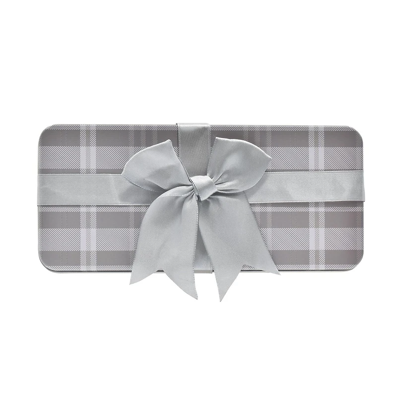 HOLIDAY TIME BOW SQUARE TIN SMALL