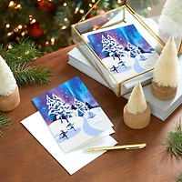 Image Arts Boxed Christmas Cards, Ice Skating Under Northern Lights (Pack of 28 Cards with Envelopes)