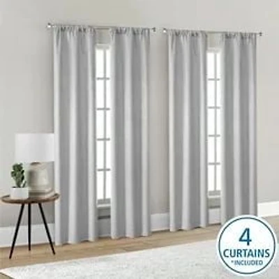 Mainstays 4 of a Kind Blackout Window Curtains Panels, Set of 4, White, 28" W x 84" L
