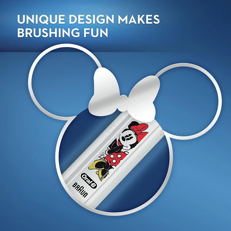 Brosse à dents électrique pour enfants Oral-B, mettant en vedette Minnie Mouse de Disney, enfants de 6 ans et plus