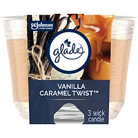 Glade® Scented Candle Air Freshener, Vanilla Caramel Twist, 3-Wick Candle