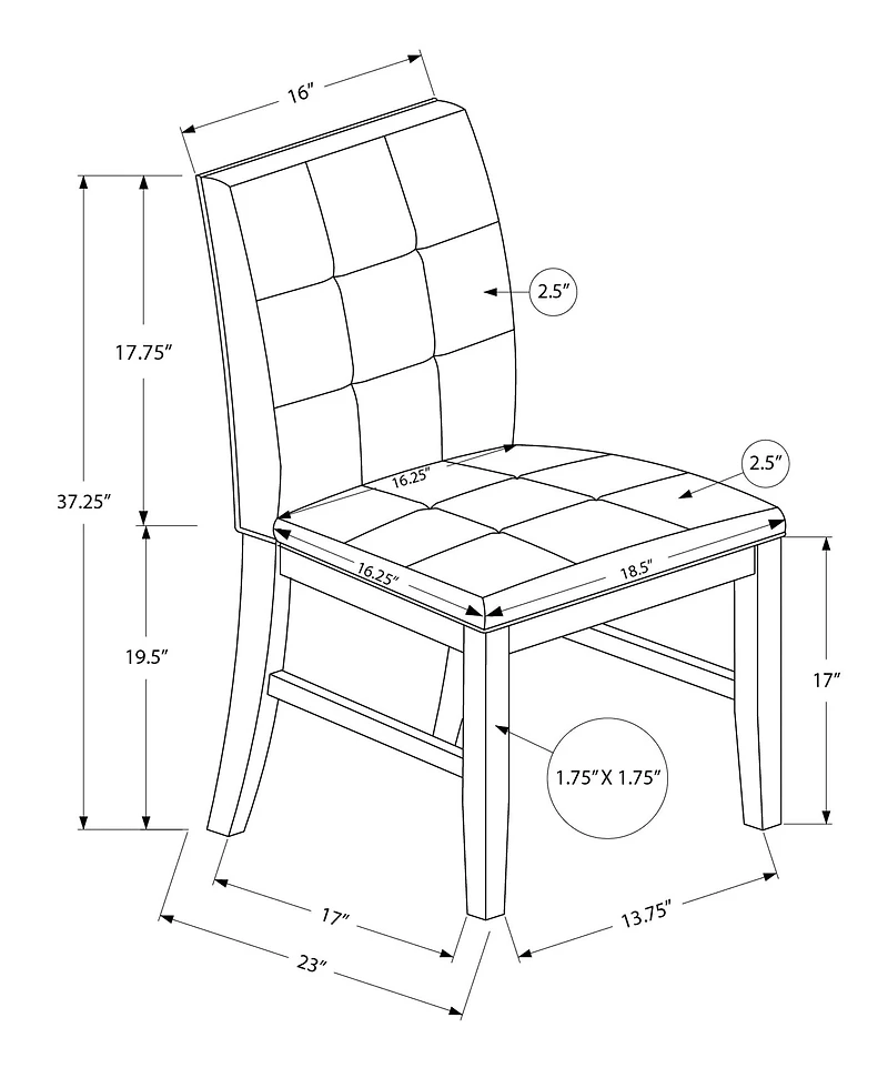 Monarch Specialties - Chaise, 37 Pouces De Hauteur, Ensemble De 2, Rembourré, Salle À Manger, Cuisine, Tissu Marron, Bois Massif Gris, Transitionnel