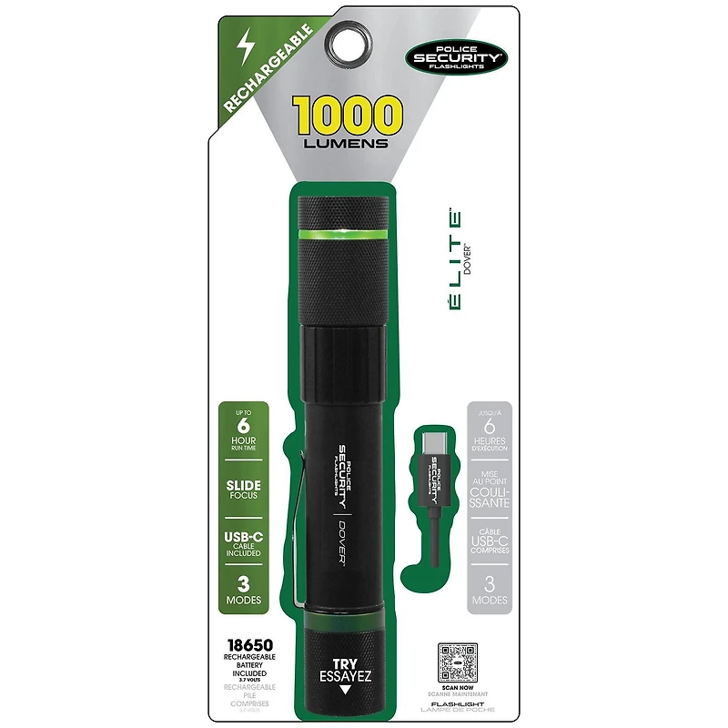 Police Security Lampe de poche rechargeable Dover