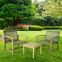 Ensemble bistro surdimensionné Galena en bois d'acacia FSC et osier