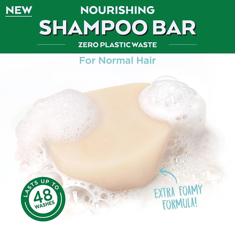 Garnier Whole Blends Shampooing Solide hydratant à la Noix de Coco et Aloès pour cheveux normaux, Emballage zéro plastique, sans silicone, sans agents de conservation, sans savon ni pigments, avec hui