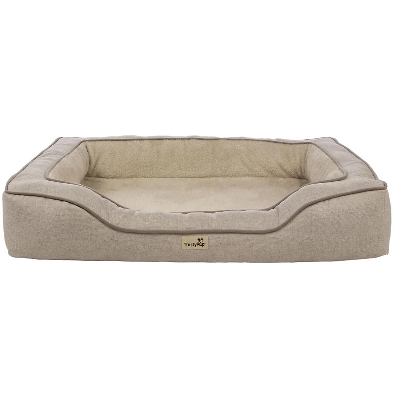 TrustyPup Bolstered Bliss Lit pour chiens et chats, panier tissé marron chiné Grand, 36x26x6 Grand, 36x26x6