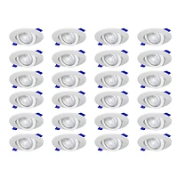Nadair, Luminaire encastré profilé pivotant 4 po. AUCUNE partie du plafond visible à travers la partie pivotante, Ensemble de 24, pour plafond isolé et non isolé, Intensité réglable, 8W = 50W, 600 lum