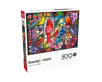 Casse-tête 500 Piece - Amazing Nature - Stained Glass Songbirds - Jigsaw de Buffalo Games