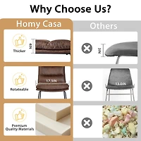 Ensemble salle à manger industriel Homy Casa avec chaises en similicuir, table espresso ronde pour 2 personnes et pieds luge, coin repas compact pour cuisine ou appartement, brun