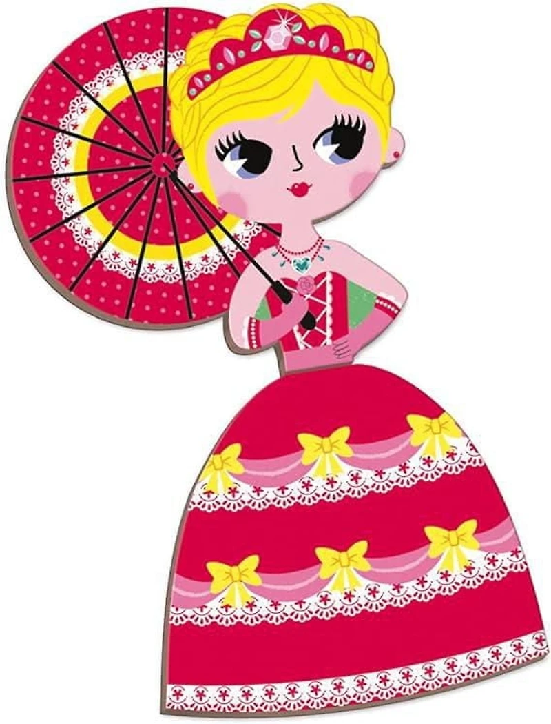 Janod - Magnetic Princess Educational Game - 55 Magnets & 7 Cards - Create Scenes - FSC® Certified & Safe Material - Ages 3+ - J02725