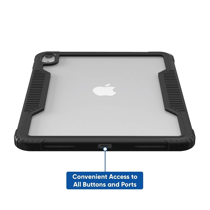 Onn. Slim Rugged Tablet Case for iPad (A16), iPad (10th generation) - Black/Clear, 6 ft. Drop Protection