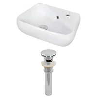 17.5-in. W Wall Mount White Bathroom Vessel Sink Set For 1 Hole Right Faucet AI