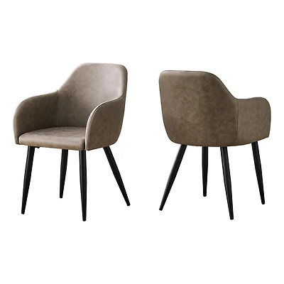 Monarch Specialties Chaise, Lot De 2, Côté, Rembourré, Cuisine, Salle À Manger, En Tissu, Métal, Beige, Noir, Contemporain, Moderne