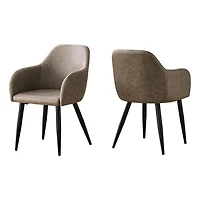 Monarch Specialties Dining Chair, Set Of 2, Side, Upholstered, Kitchen, Dining Room, Fabric, Metal, Beige, Black, Contemporary, Modern