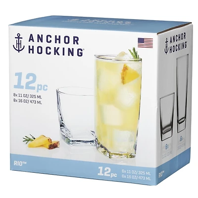 Anchor Hocking 12pc Rio Drinkware Set, 12pc Rio Drink Set