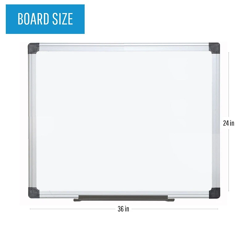MasterVision Maya Magnetic Steel Dry-Erase Board, 24" x 36", Aluminum Frame