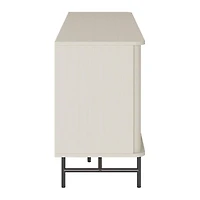 Corliving Hikari Sideboard Buffet Cabinet with 2 Sliding Doors, Sideboard with Open and Close Storage, Accent Sideboard for Dining Room, Living Room, White