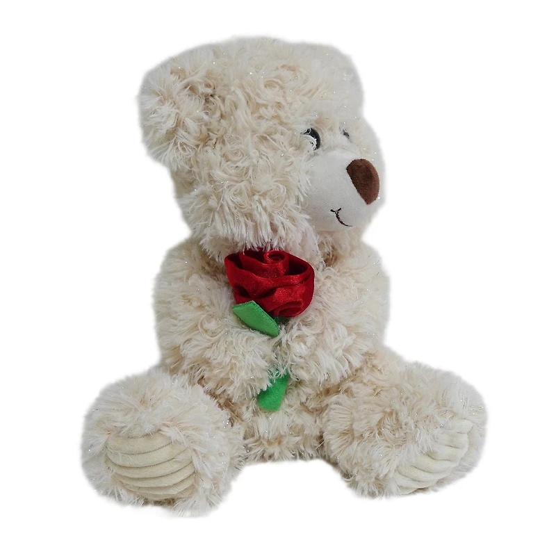WAY TO CELEBRATE l'ours moyen avec fleur en peluche crème, 9,5 pouces