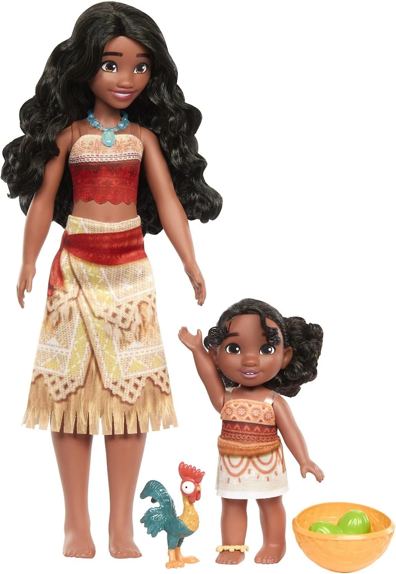 Jouets ​Moana 2 de Disney de Mattel, coffret Sœurs Moana et Simea comprenant 2 poupées, inspiré du film Âges 3+
