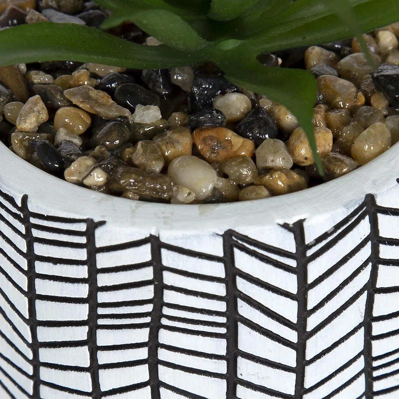 hometrends Gwinnett Faux Succulent in Chevron Pot