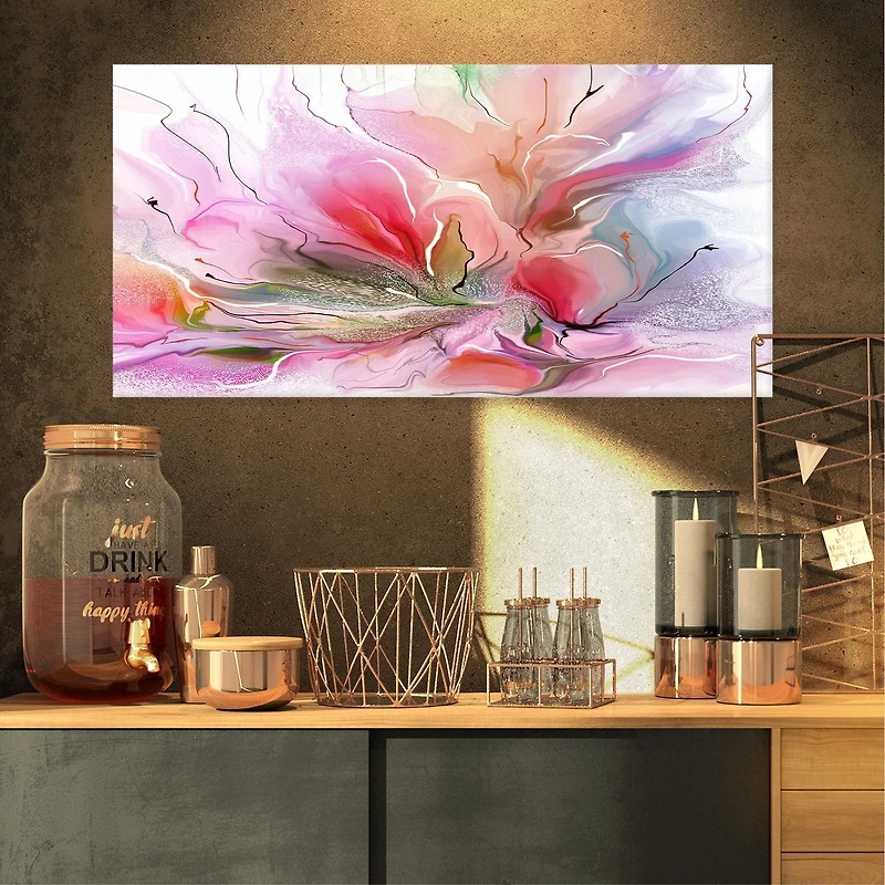 Designart Belle conception florale peinte Art mural sur toile
