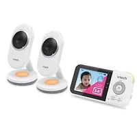 VTech VM3254-2 2 Camera 2.8” Digital Video Baby Monitor with Night Light, White