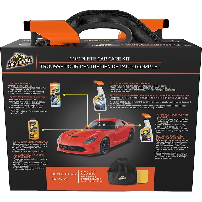 Armor All Complete Car Care Kit, Automotive Cleaner Soft Caddy 6-piece Gift Set