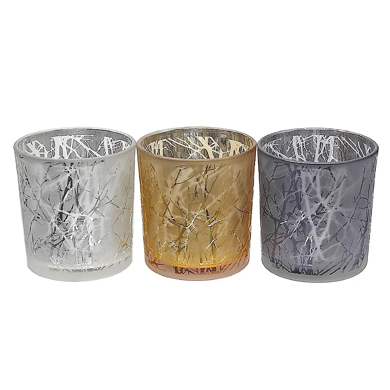 Porte-Verre Photophore (Craquelé) (Asstd) - Set of 3
