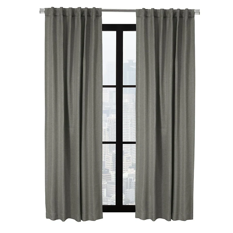 Loft Living Girona Room Darkening Dual Header Single Curtain Panel 52 x 63 in Charcoal