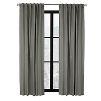 Loft Living Girona Room Darkening Dual Header Single Curtain Panel 52 x 63 in Charcoal
