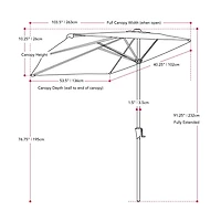 Parasol d'extérieur CorLiving Versa de 2,6 m avec cadre en acier pour petits espaces