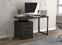 Safdie & Co. Desk 47.25L Dark Grey 3 Drawers Black Metal