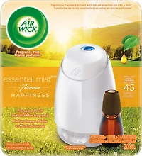 Air Wick Essential Mist Aroma Fragrance Oil Diffuser, Happiness, 1 diffuseur + 1 recharge, assainisseur d'air 1 unité