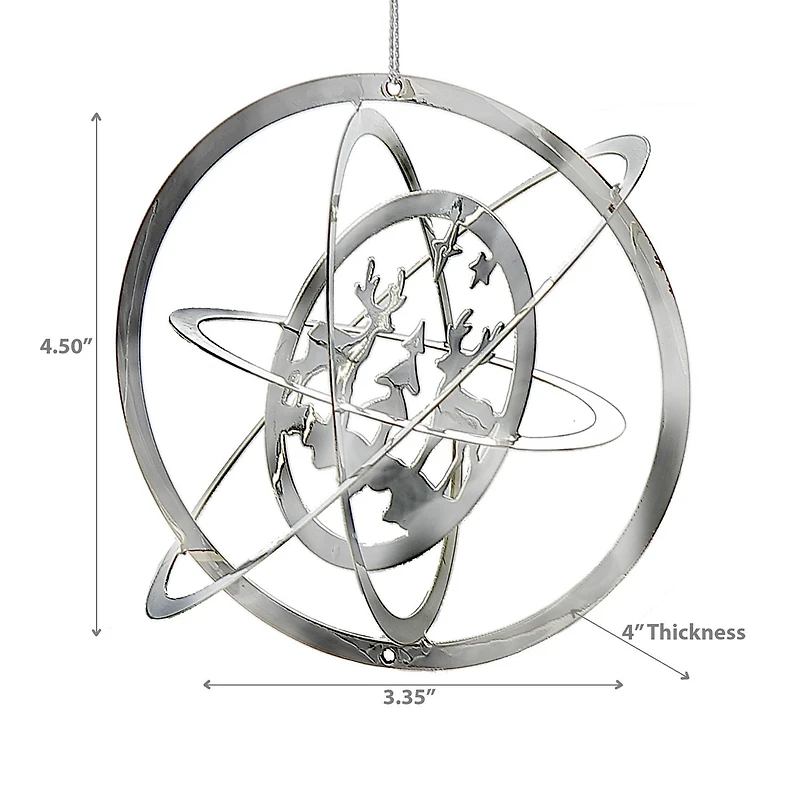 Christmas 3D Silver Metal Ornement Double Renne - Ensemble De 12