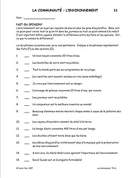 Activités reproductibles en français pour la classe de FLS sur la communauté