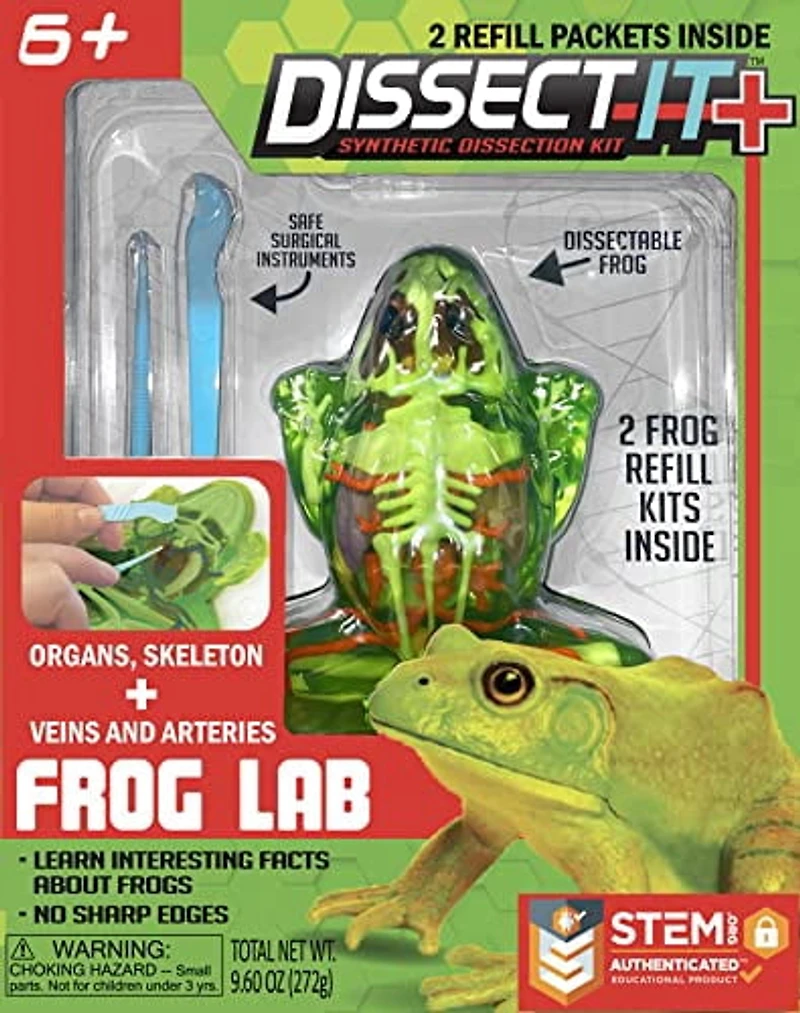 Dissect-It Simulated Synthetic Lab Dissection STEM Toy, Kids' Home Learning Science Project, Great for Young Scientists! - Frog Plus