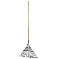 Expert Gardener Hardwood Handle 22-Tine Steel Leaf Rake, Quickly collect leaves