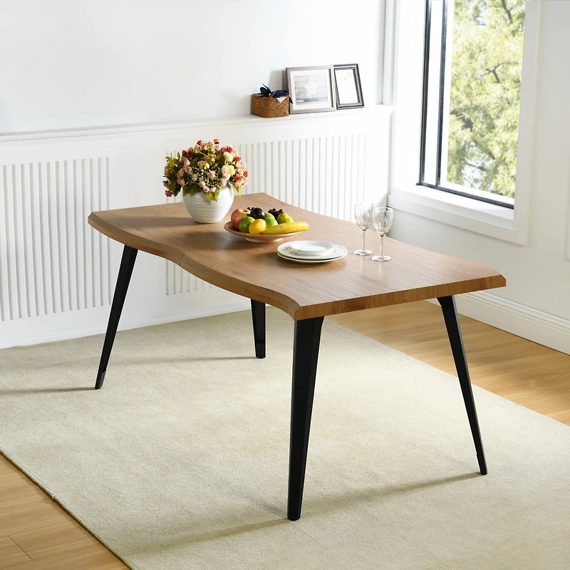 Bureau d'écriture Homy Casa avec bords naturels, idéal pour un espace de travail à domicile, couleur naturelle