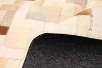 ECARPETGALLERY 5'5" x 7'8" Contemporary Cowhide Patchwork Handmade Area Rug for Living Room, Dining Room and Bedroom in Ivory
