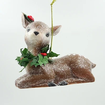 Deer With Holly Ornament