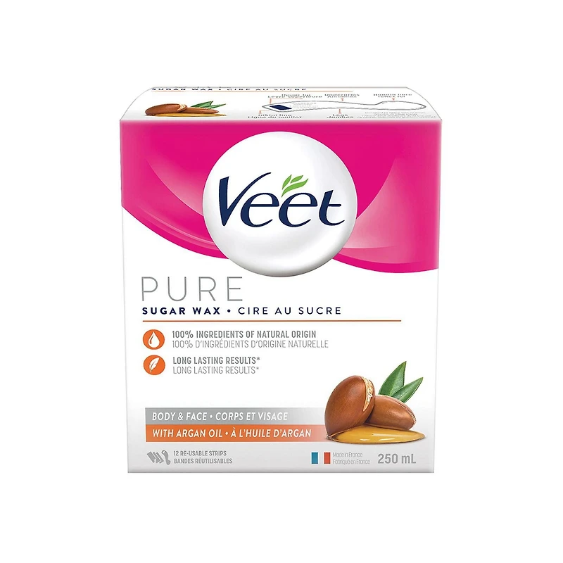 VEET Pure Sugar Wax Kit – Argan Oil, 250 mL, 250mL